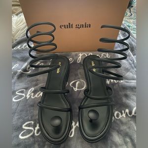Cult Gaia Black Wrap Around Sandals Size 38 1/2 PreLoved